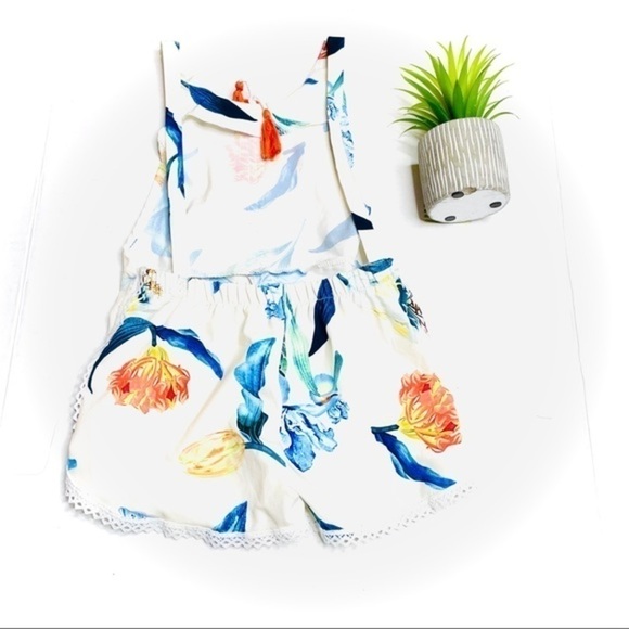 𝅺toddler Girl Flower Boho Backless Tassel Romper - Picture 5 of 8